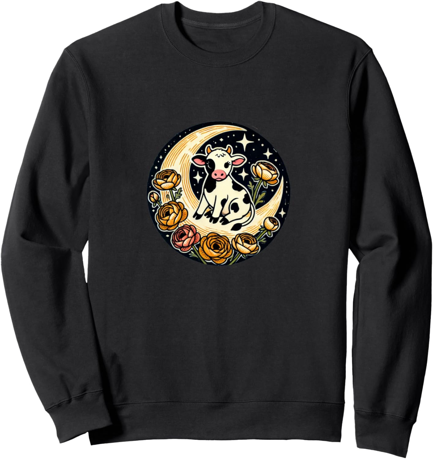 

Милая иллюстрация коровы, изображение теленка, толстовка с цветочным принтом Vintage Cows Loves Snugg, черный