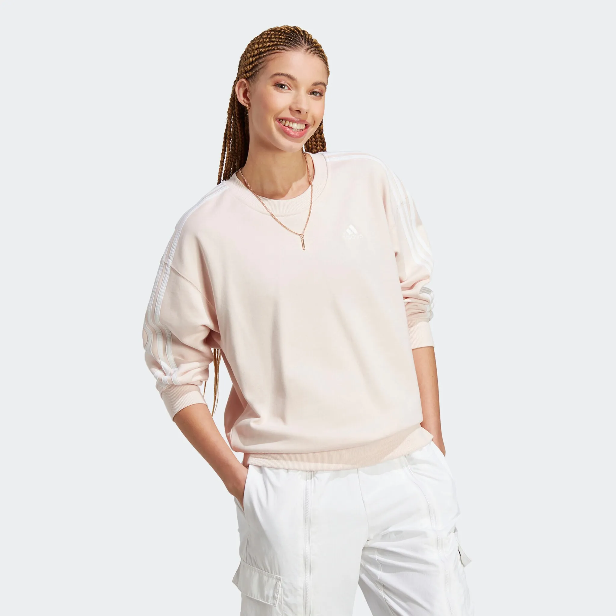 

Толстовка Adidas Sportswear "ESSENTIALS 3-STRIPES", цвет Wonder Quartz / White