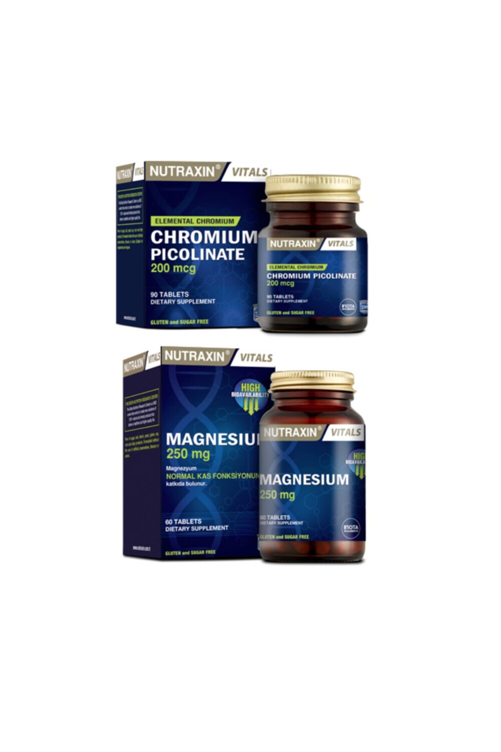 

Nutraxin Добавка магния 250 мг 60 таблеток + Добавка , содержащая минерал хрома 90 таблеток