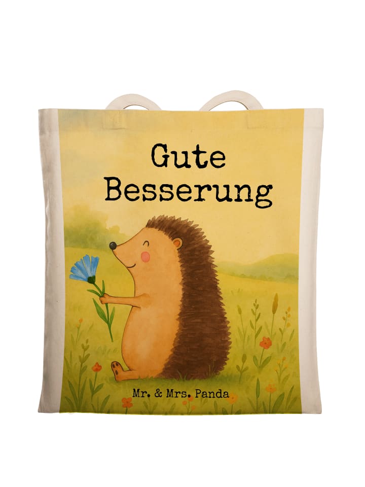 

Mr. & Mrs. Panda Сумка Uni Bag с изображением ежика и цветов, с надписью, белого цвета