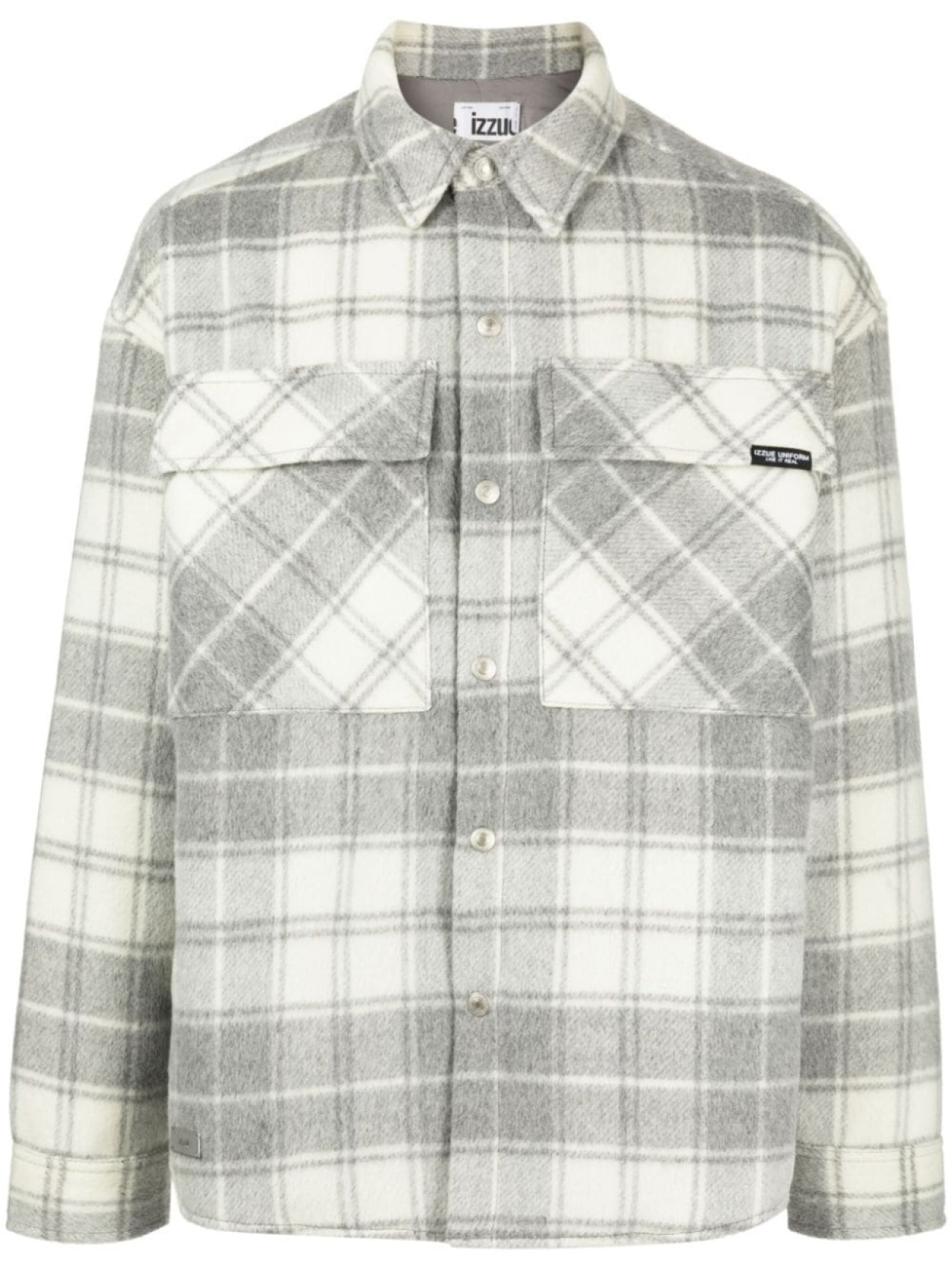 

izzue plaid-check pattern shirt jacket, серый