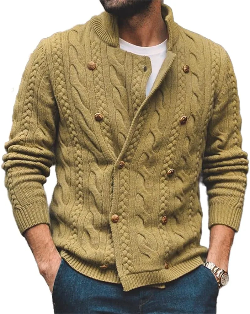 

Мужской кардиган с двойной застежкой, slim fit, вязаный Wekumgy