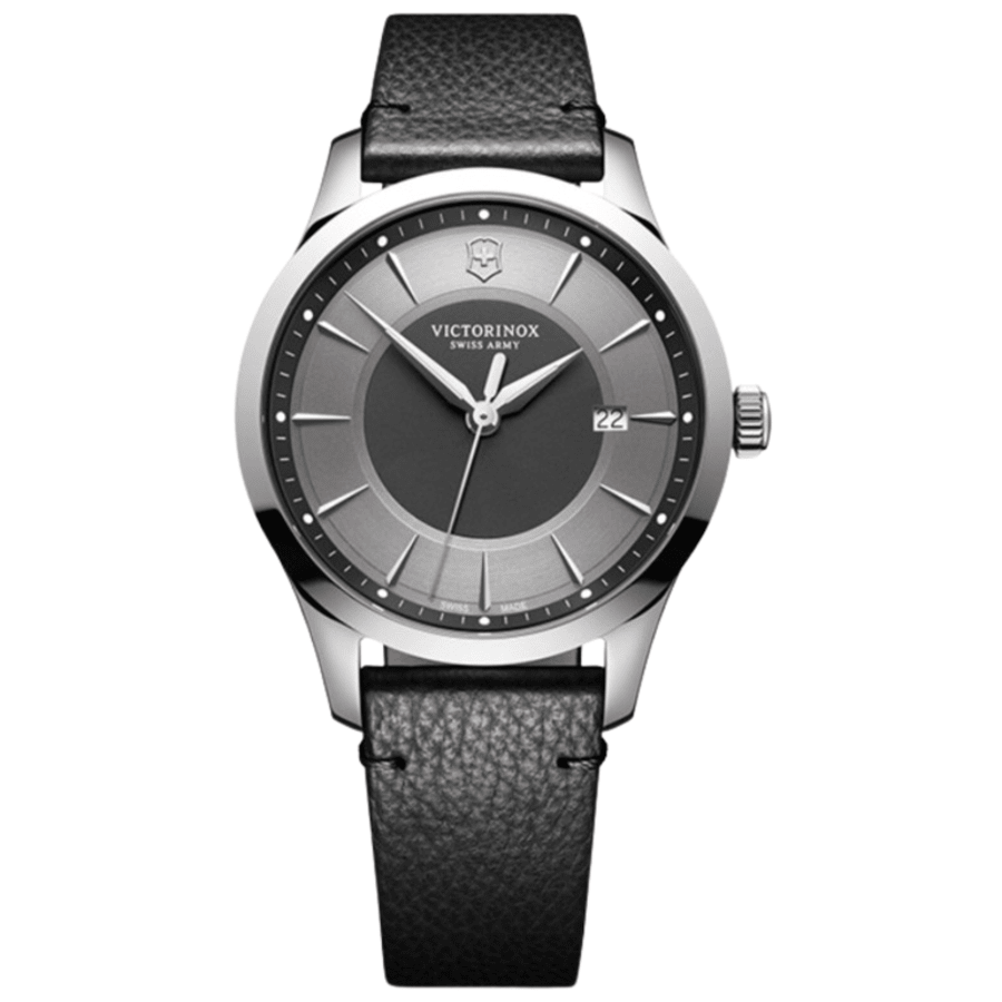 

Victorinox Swiss Army Alliance кварцевые мужские часы с серым циферблатом и черным кожаным ремешком 241804