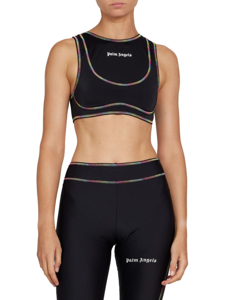 

Укороченный топ с логотипом Rainbow Miami Active Palm Angels, черный/белый
