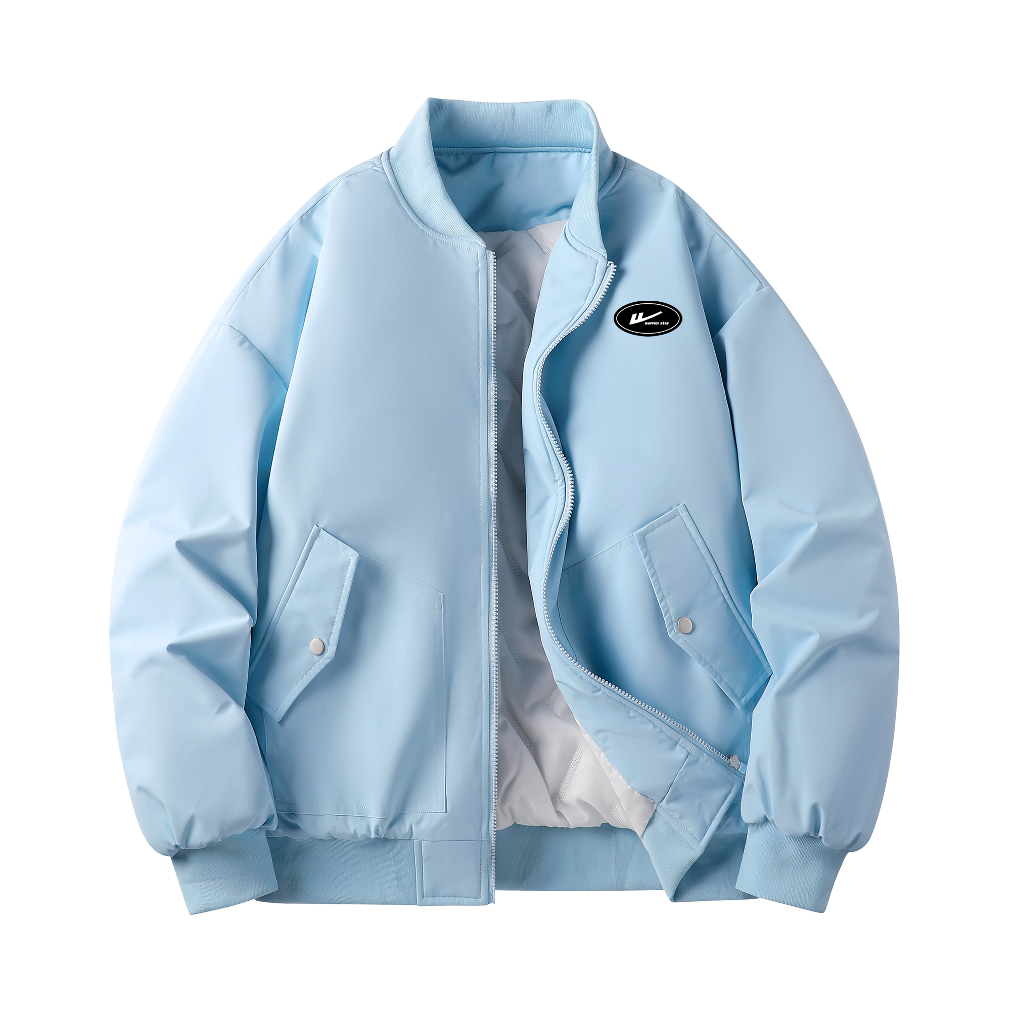 

Пуховик женский с воротником стойкой утепленный WARRIOR, синий (diy badge)