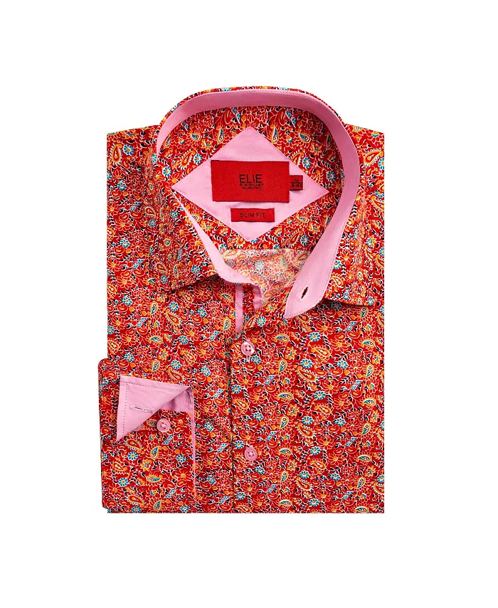 

Рубашка для мальчиков-подростков Slim Fit с принтом пейсли Elie Balleh, красный