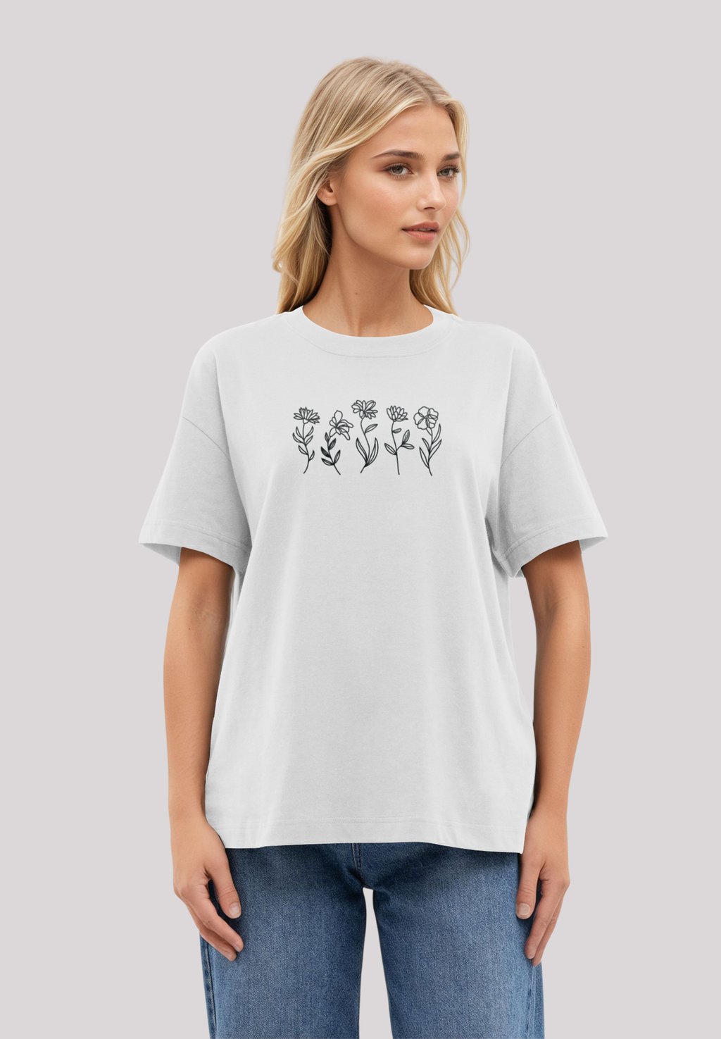 

Футболка с принтом WILDFLOWER MINIMALISTIC BESTICKT F4NT4STIC, белый