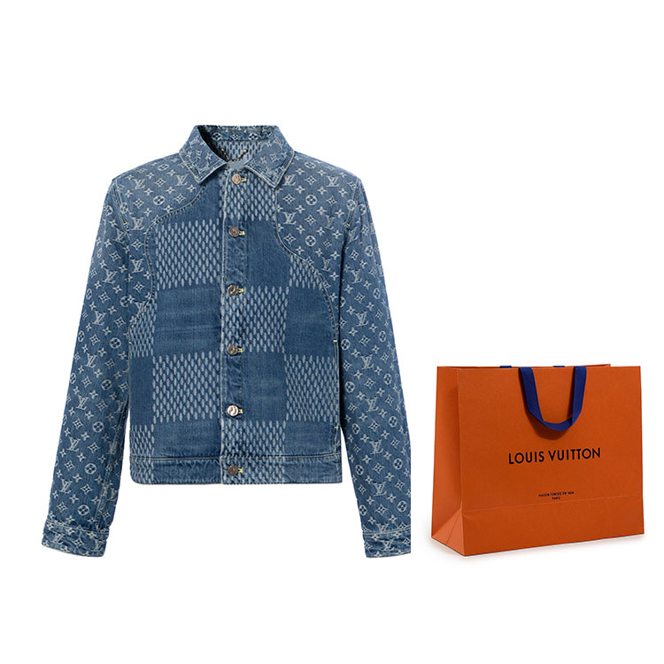 

LOUIS VUITTON Джинсовая куртка Nigo мужская синяя, Shopping Bag Included