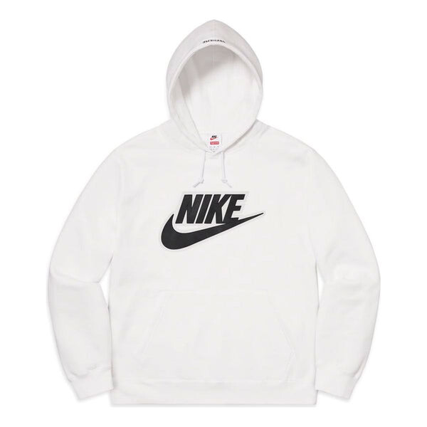 

Толстовка x supreme leather appliqu hoodie 'white black' Nike, белый