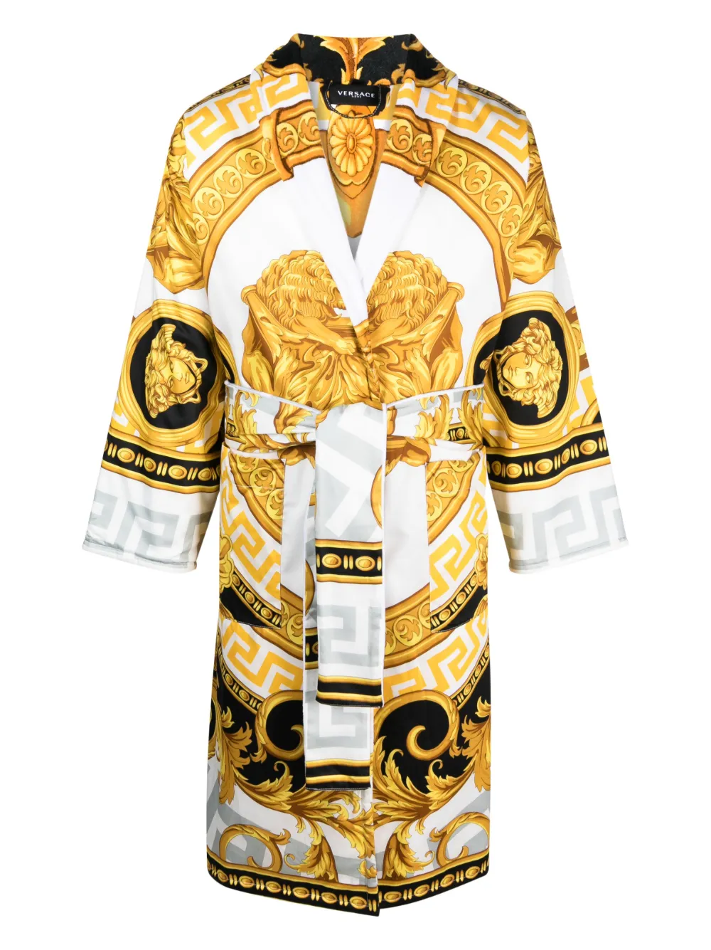 

Халат с поясом и принтом Barocco VERSACE, белый