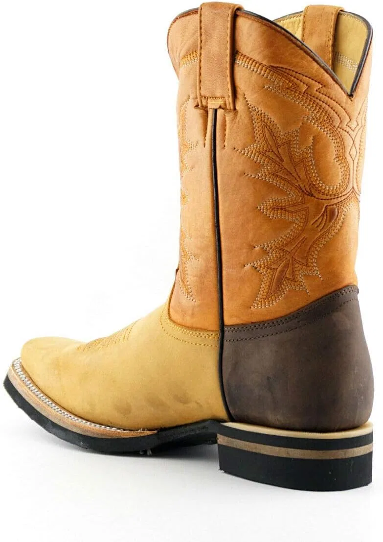 Ботинки Grinders Unisex EL Paso Tan Brown Leather Slip On Mid Medium Calf Cowboy Western Depth — фото 4