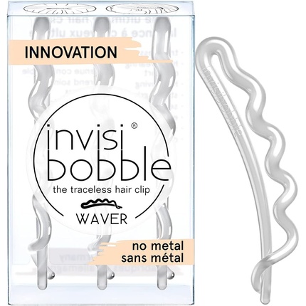 

Зажим для волос Waver Traceless сильной фиксации кристально чистый белый 0,05 кг, Invisibobble