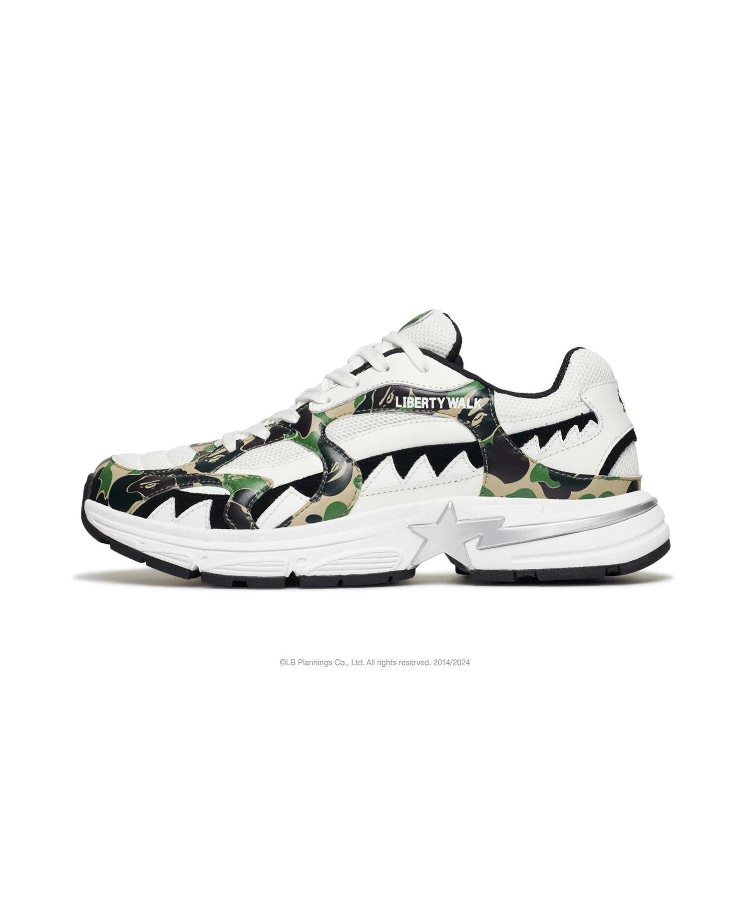 Мужские кожаные кроссовки A BATHING APE SHARK STA зелёные — фото 2