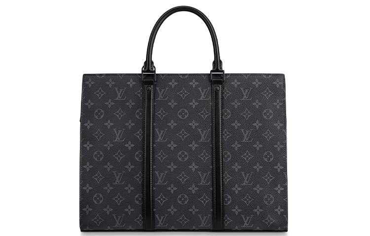 

Сумка Sac Plat из лакированного холста с кожаными вставками, нотная папка, портфель, повседневная мужская сумка, черный LOUIS VUITTON