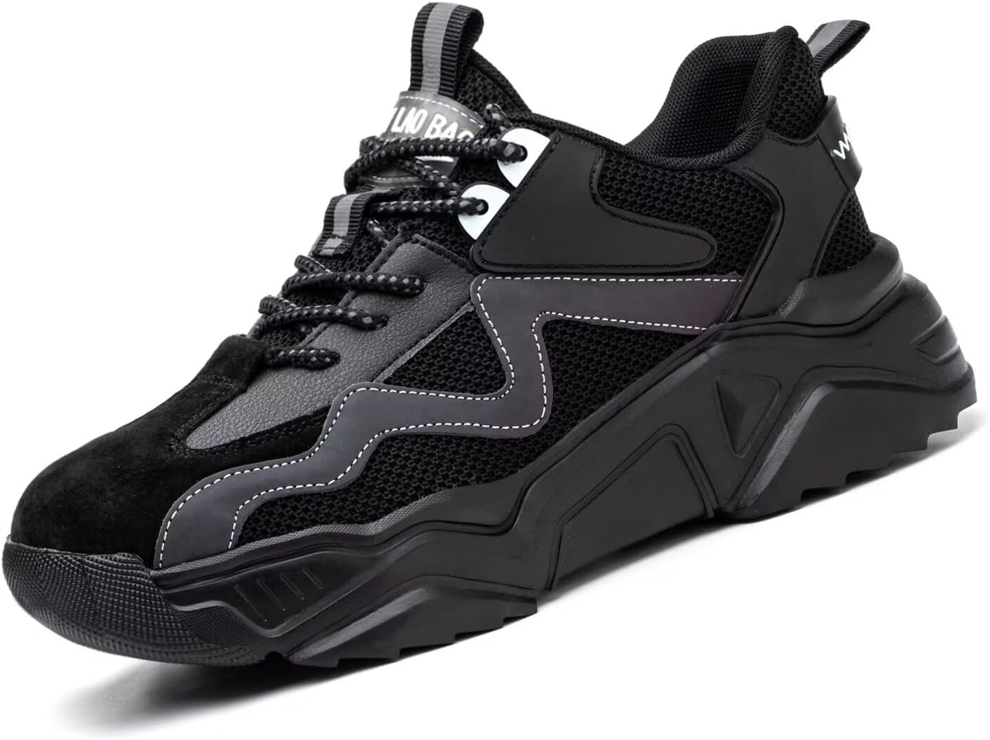 

Стальные ботинки для женщин и мужчин, широкий размер, неубиваемые кроссовки, защитная обувь, легкие, противоскользящие, проколоустойчивая обувь с композитным носком Ruivina, черный