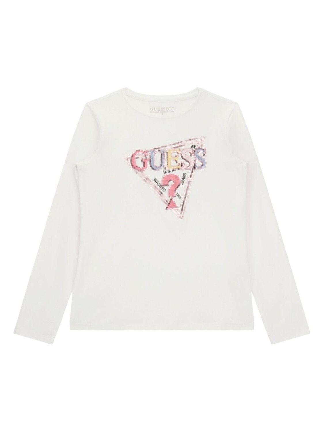 

Футболка с треугольным логотипом и пайетками Guess kids, белый