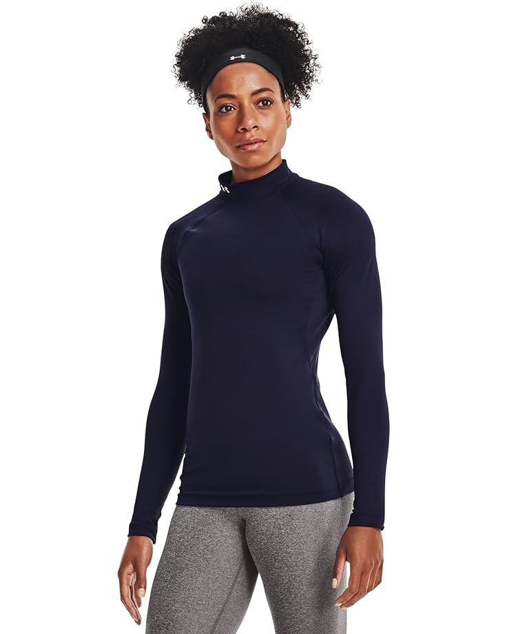 

Футболка Under Armour Authentics Mock Neck, цвет Midnight Navy/White