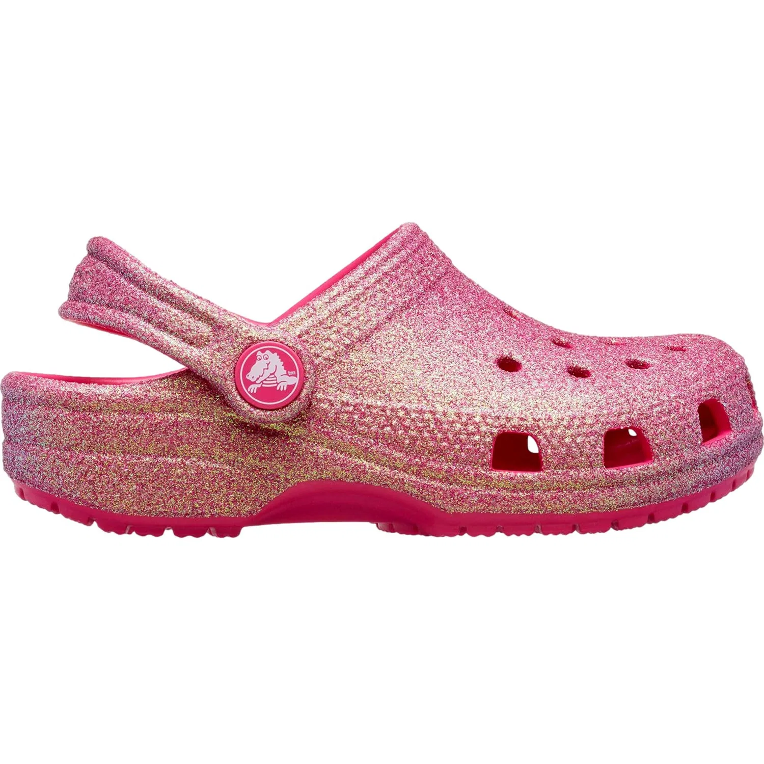 Детские сабо Crocs Classic Glitter Clogs Dragon Fruit 210985-6ZQ, розовый