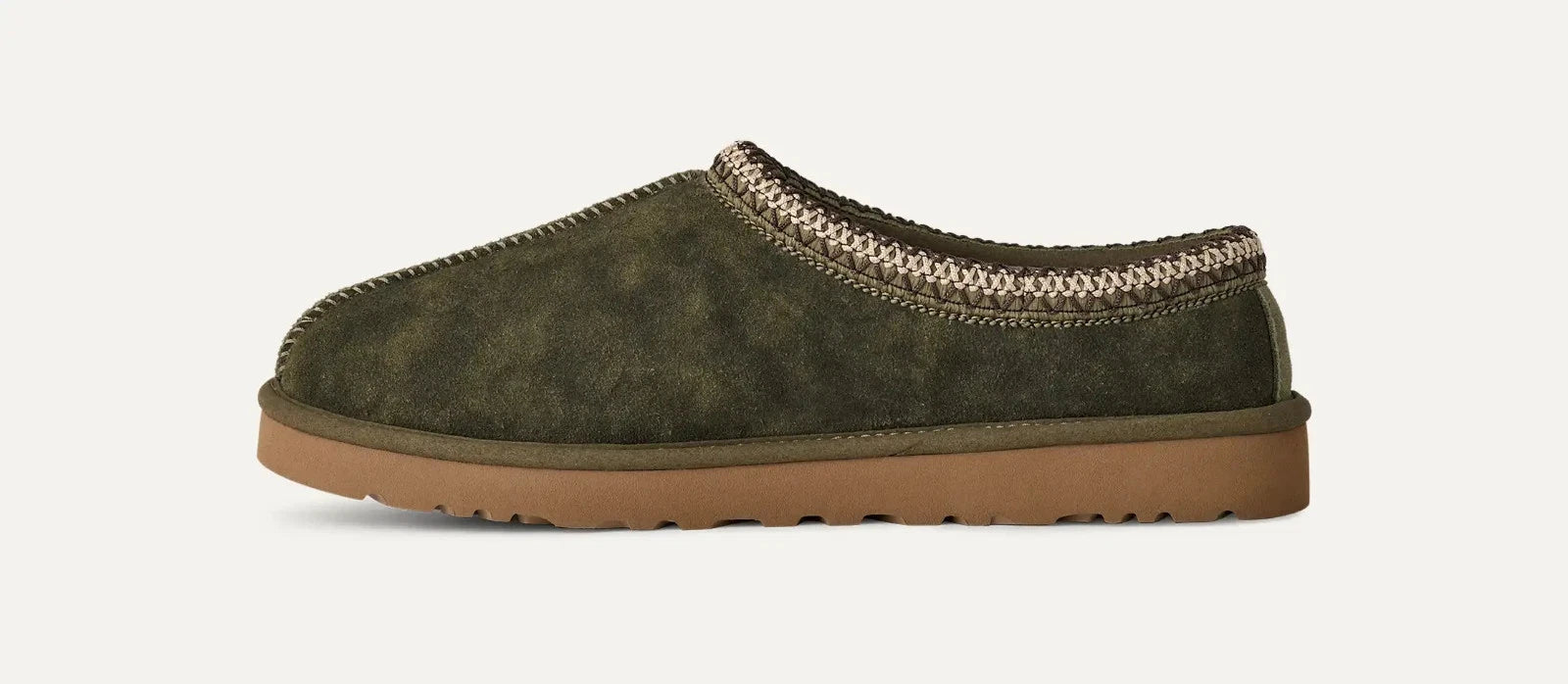 Мужские тапочки UGG Tasman Baxter 1173810-BTOL из замши цвета оливы и коричневого цвета GUG189 Ugg, зеленый — фото 3