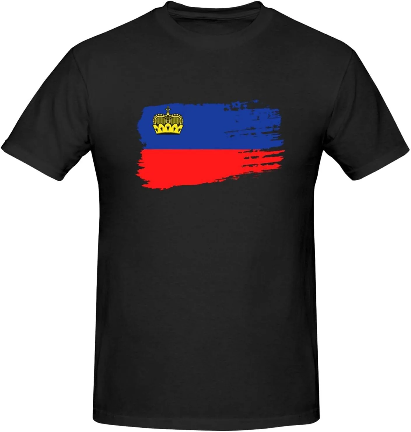Футболка Liechtenstein с коротким рукавом, мужская, уличный стиль, хлопковая, повседневный топ Generic, черный — фото 4