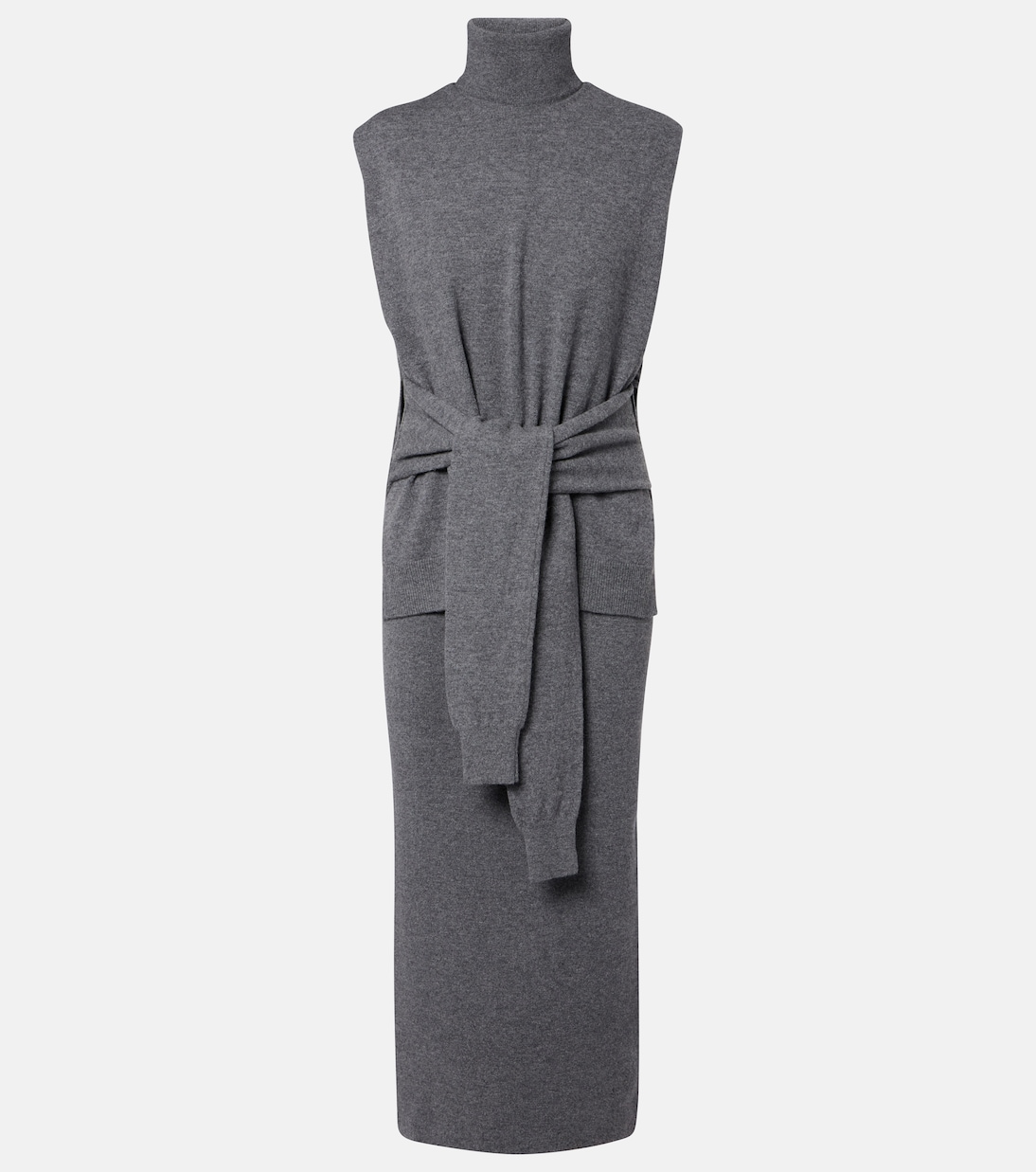 

Многослойное макси-платье из смеси шерсти и кашемира Róhe, Mid Grey Melange