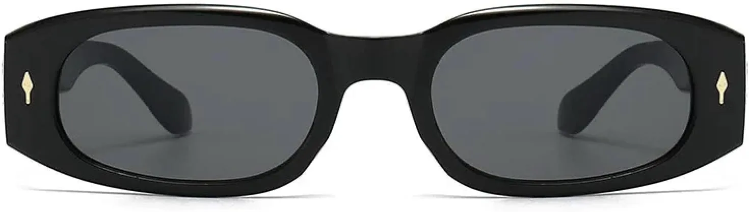 

Женские солнцезащитные очки прямоугольной формы в стиле ретро, ​​конфетные оттенки, защита от УФ-излучения UV400; мужские модные очки с заклепками VVTWSSW, Black Tea