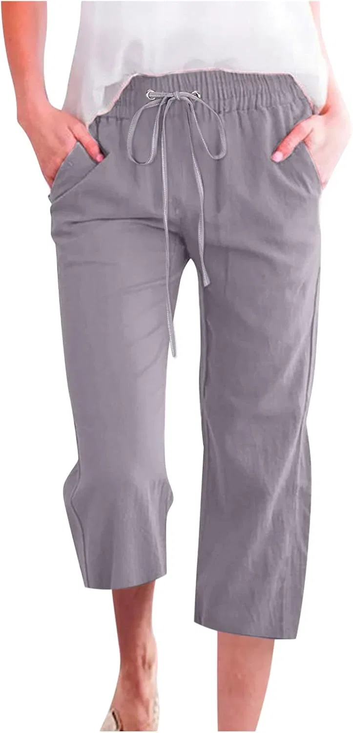 Леггинсы, высокая талия, Capri Pants, серый