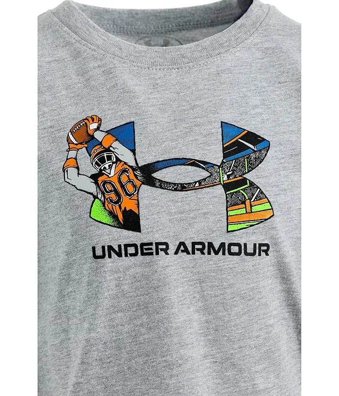 Футболка с логотипом дышащая Logo Football Short Sleeve Under Armour Kids, Black/Black/Black — фото 3