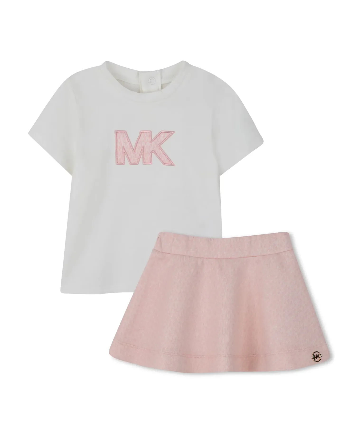 Комплект для девочки с короткими рукавами, однотонный, из полиэстера Michael Kors, Natural
