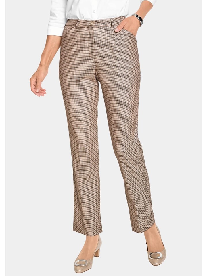 

Тканевые брюки GOLDNER Karohose Anna, цвет beige/schwarz/kariert