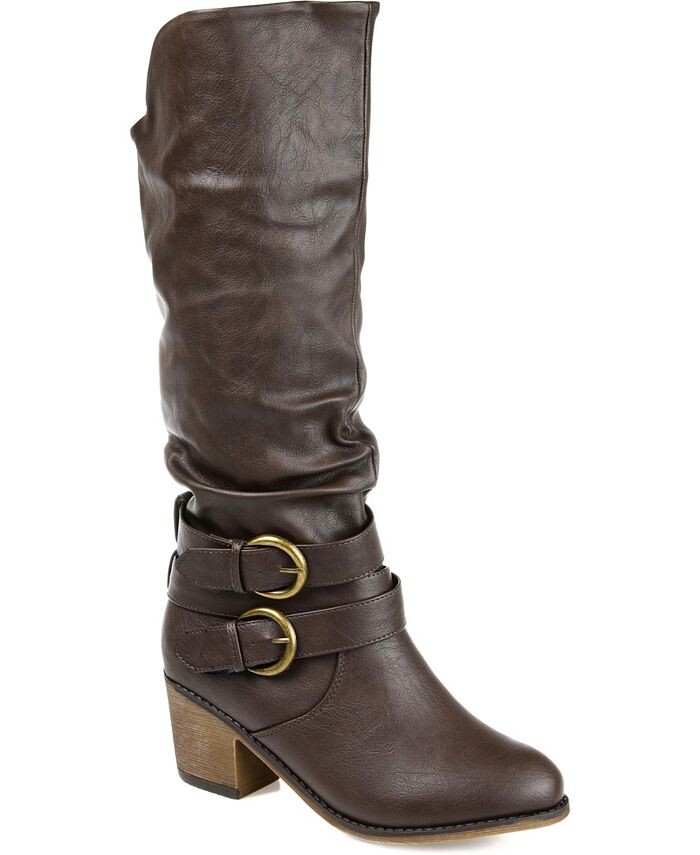 Женские поздние ботинки с широкими икрами Journee Collection, коричневый