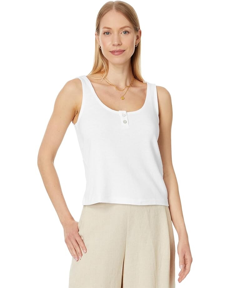 

Майка Madewell Pointelle Henley Tank, цвет Eyelet White