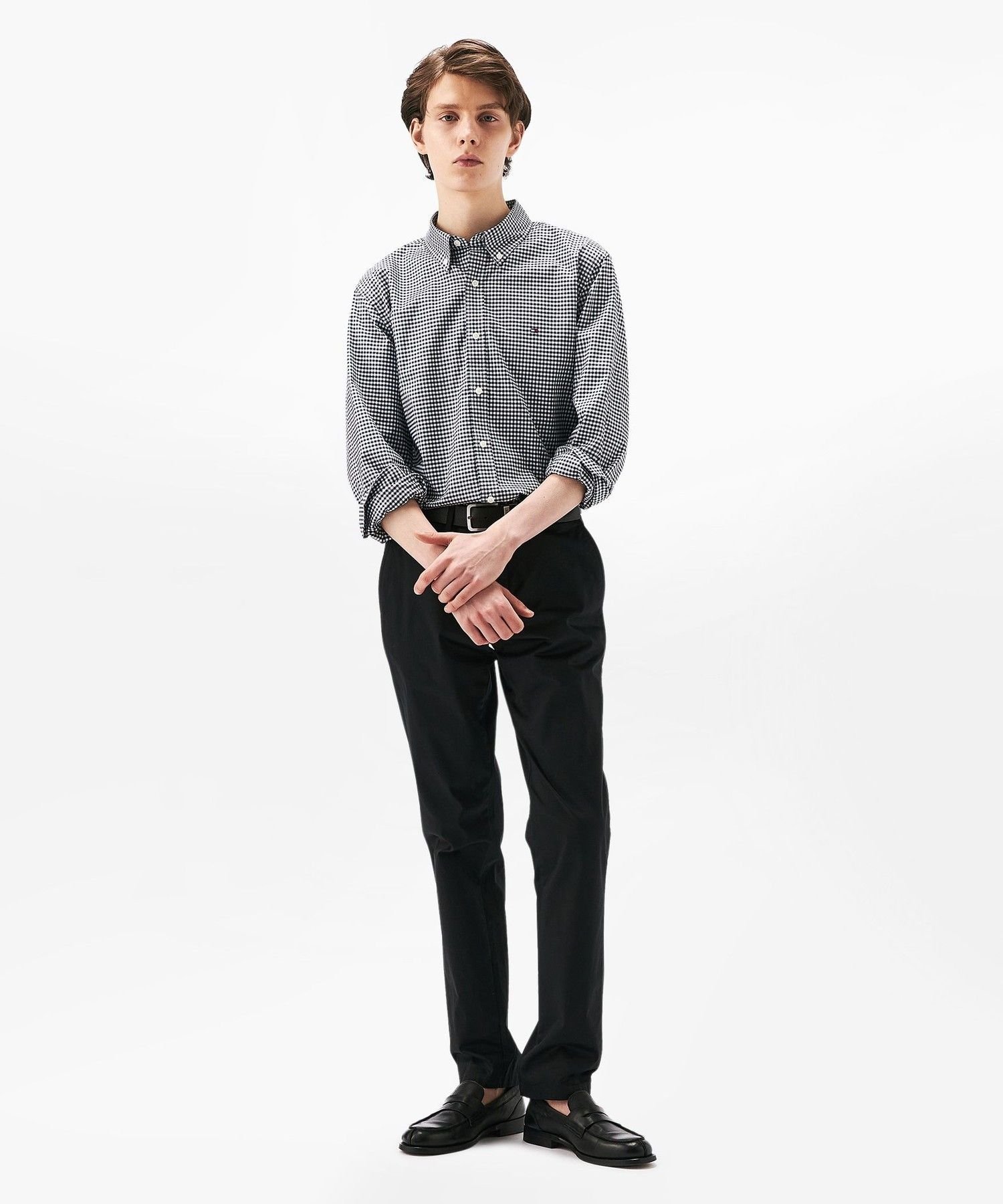 Рубашка с длинным рукавом в клетку «Оксфорд» TOMMY HILFIGER, Black 0MS — фото 4