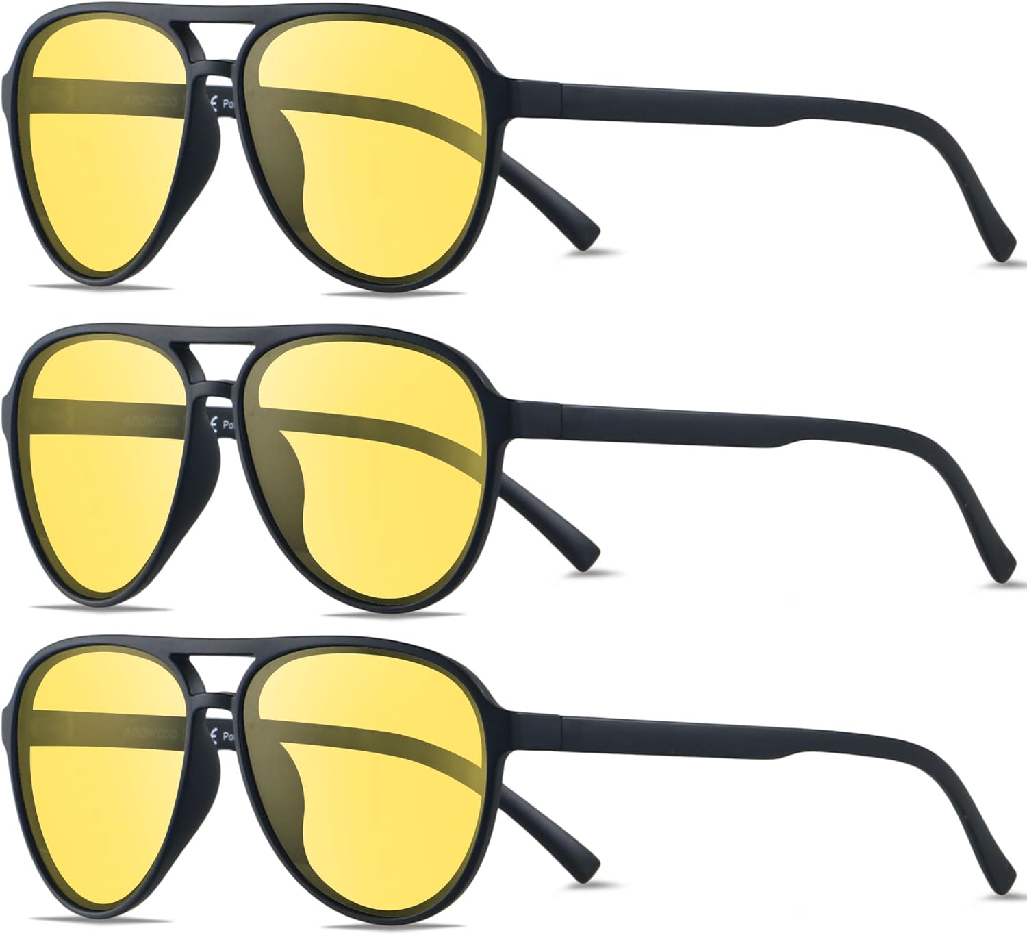 

Солнцезащитные очки-авиаторы ANDWOOD в стиле ретро с поляризацией для женщин и мужчин, классические, винтажные, квадратные, в стиле 70-х, (3pack Night Vision Lenses) Yellow + Yellow + Yellow