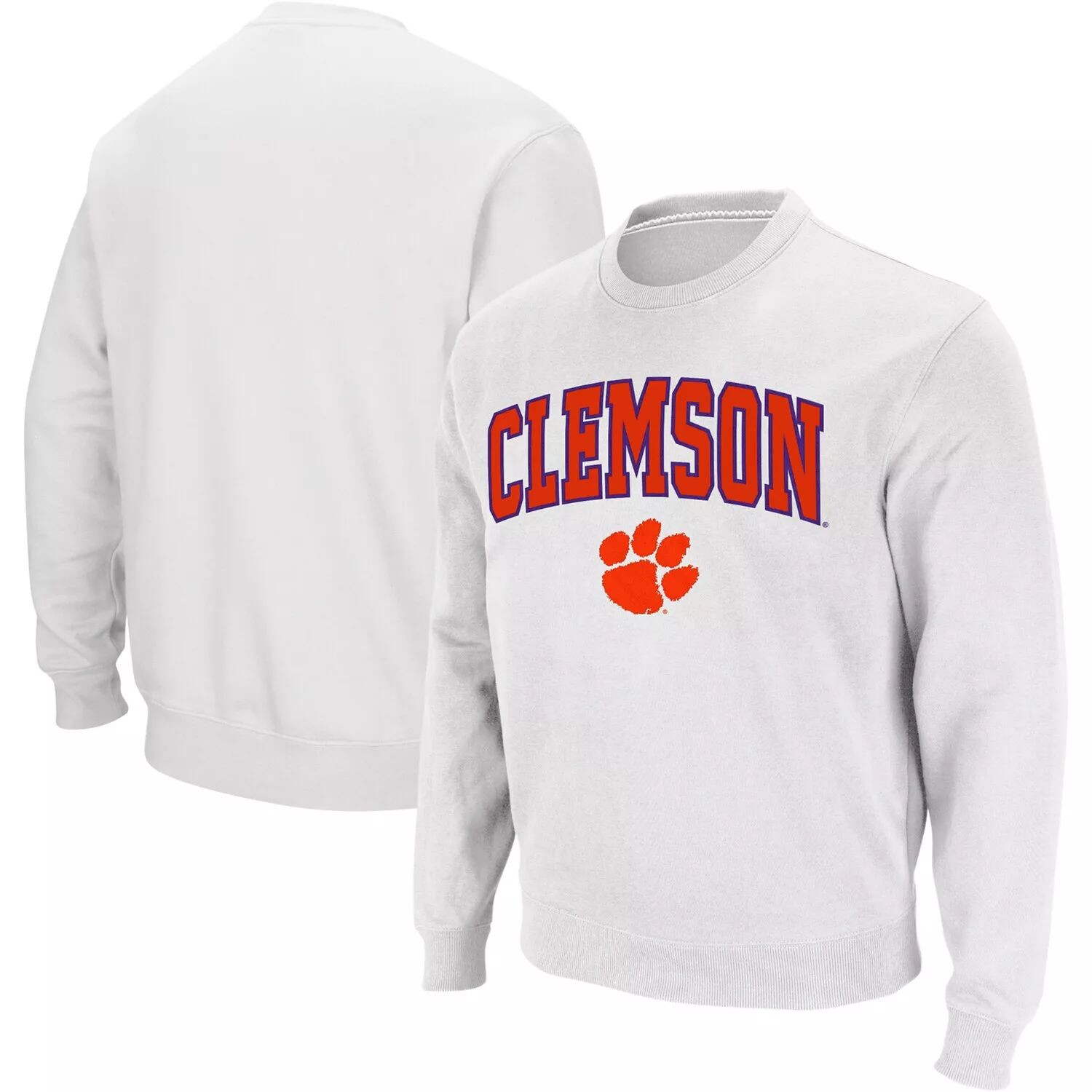 

Мужской белый свитшот с круглым вырезом Clemson Tigers Arch & Logo Colosseum