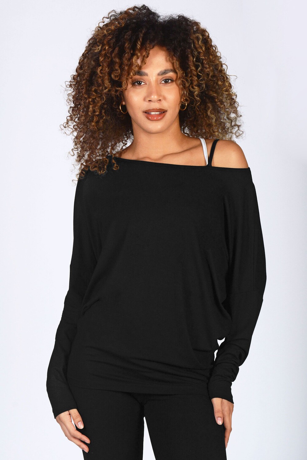 

Черный трикотажный топ с длинными рукавами Pineapple, черный