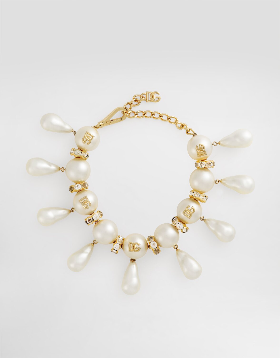 

Макси-колье с сферами, подвесками-каплями и логотипом dg Dolce & Gabbana, белый