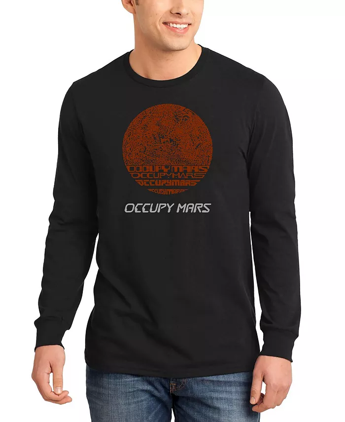 

Мужская футболка с длинным рукавом "Occupy Mars" с принтом LA Pop Art, черный