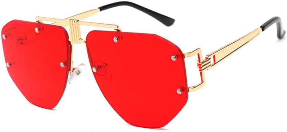 

Солнцезащитные очки MUTYNE большого размера без оправы для женщин, винтажные квадратные солнцезащитные очки для мужчин, очки неправильной формы, защита от ультрафиолета UV400, Red