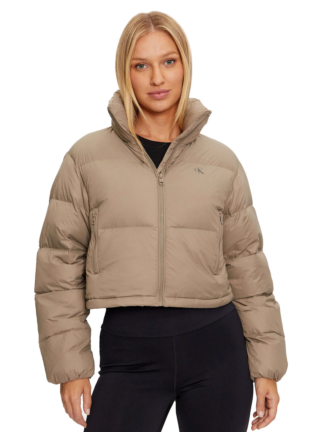 

Пуховик down cropped puffer Calvin Klein, бежевый