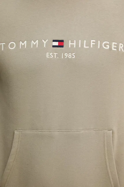 Худи мужское с капюшоном из хлопка Tommy Hilfiger, зеленый — фото 4