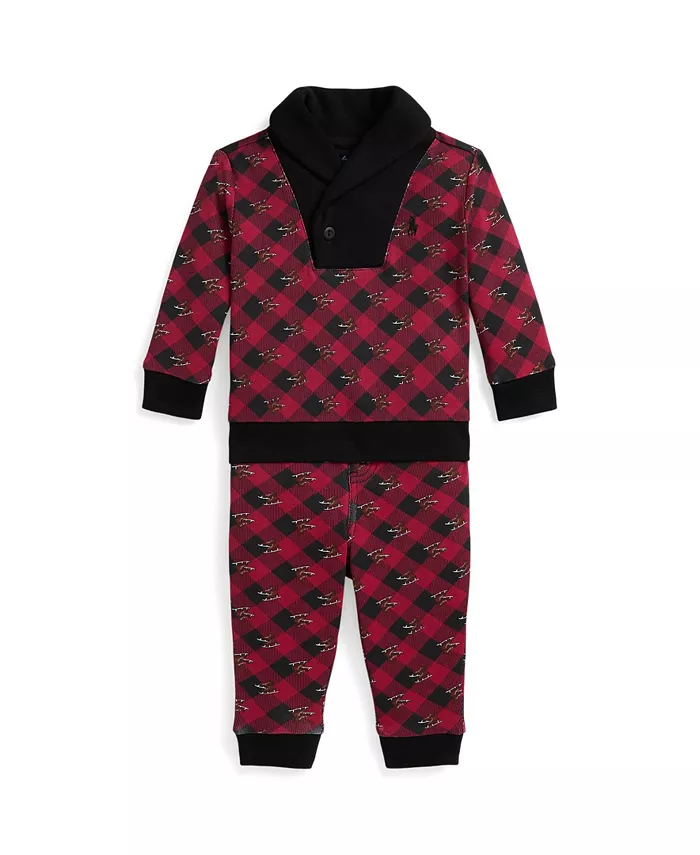 

Детский комплект для мальчиков из 2 предметов: футболка и штаны на резинке Polo Ralph Lauren, красный