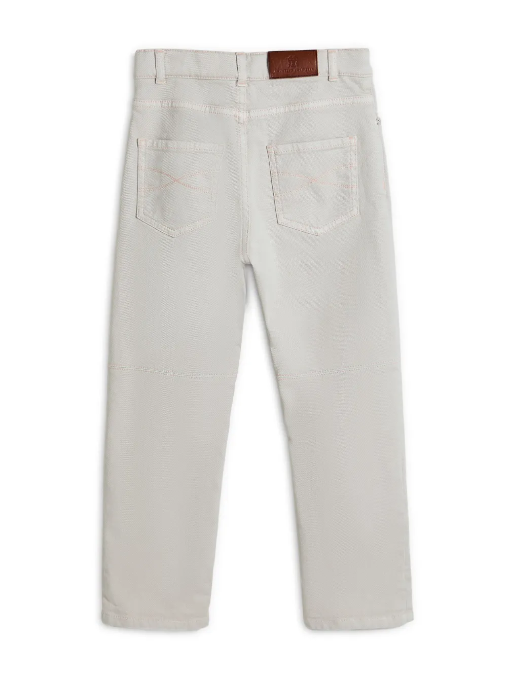 Брюки с контрастной строчкой Brunello Cucinelli Kids, белый — фото 2