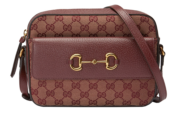 

GUCCI Сумка для фотоаппарата из холста с кожей, сумка через плечо, маленькая, женская, бордового цвета