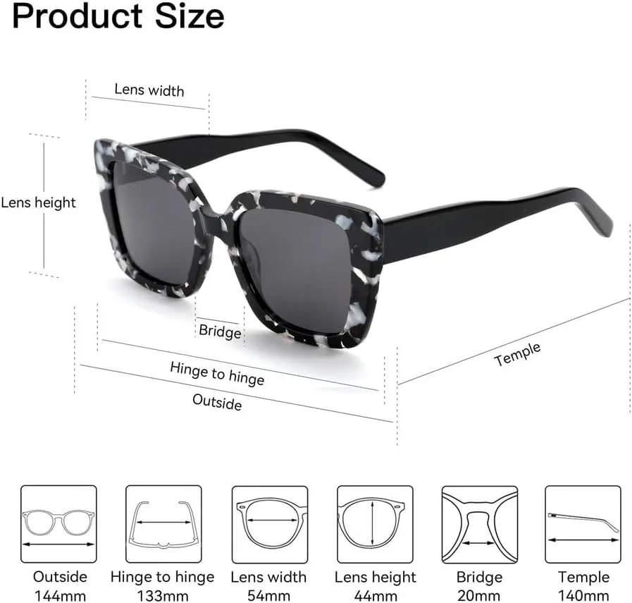 

Поляризованные солнцезащитные очки для женщин в толстой оправе с защитой UV400 из ацетата. Солнцезащитные очки для женщин. Подарочный набор KTUCN, 003 Grey Lens