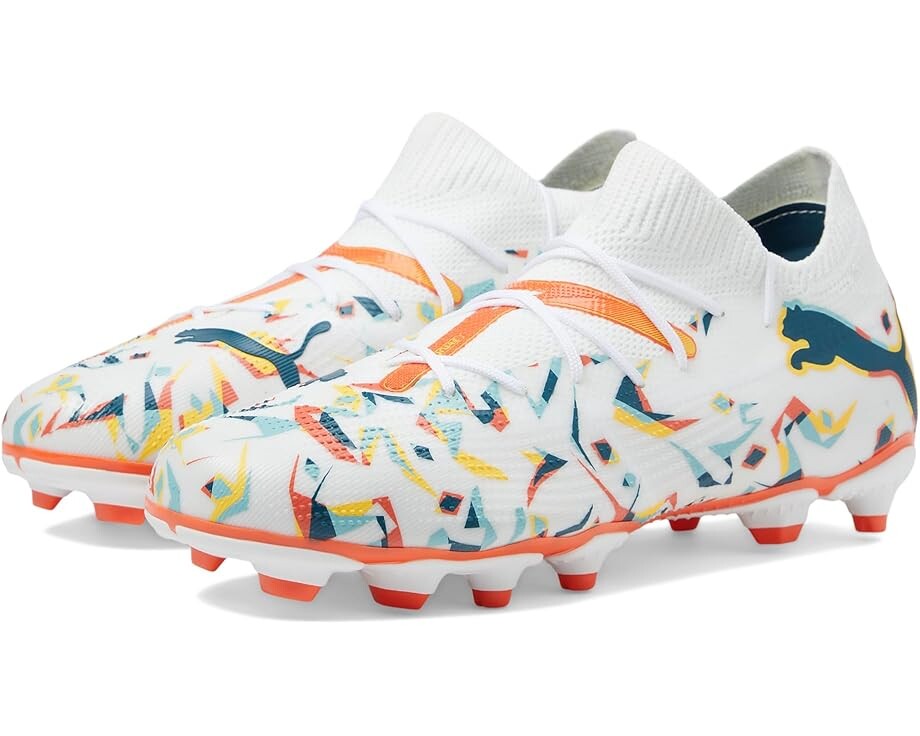 

Кроссовки PUMA Kids Future 7 Match Creativity Firm Ground/Artificial Ground, цвет PUMA White/Ocean Tropic/Turquoise Surf/Hot Heat/Sun Stream