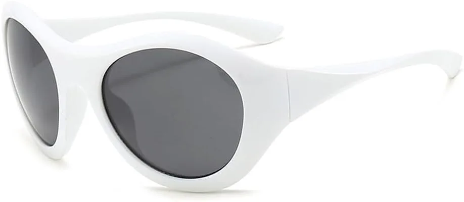 

Большие овальные солнцезащитные очки для женщин, в стиле панк, для мужчин, для занятий спортом на открытом воздухе, солнцезащитные очки UV400 HVTVTLA, White Gray