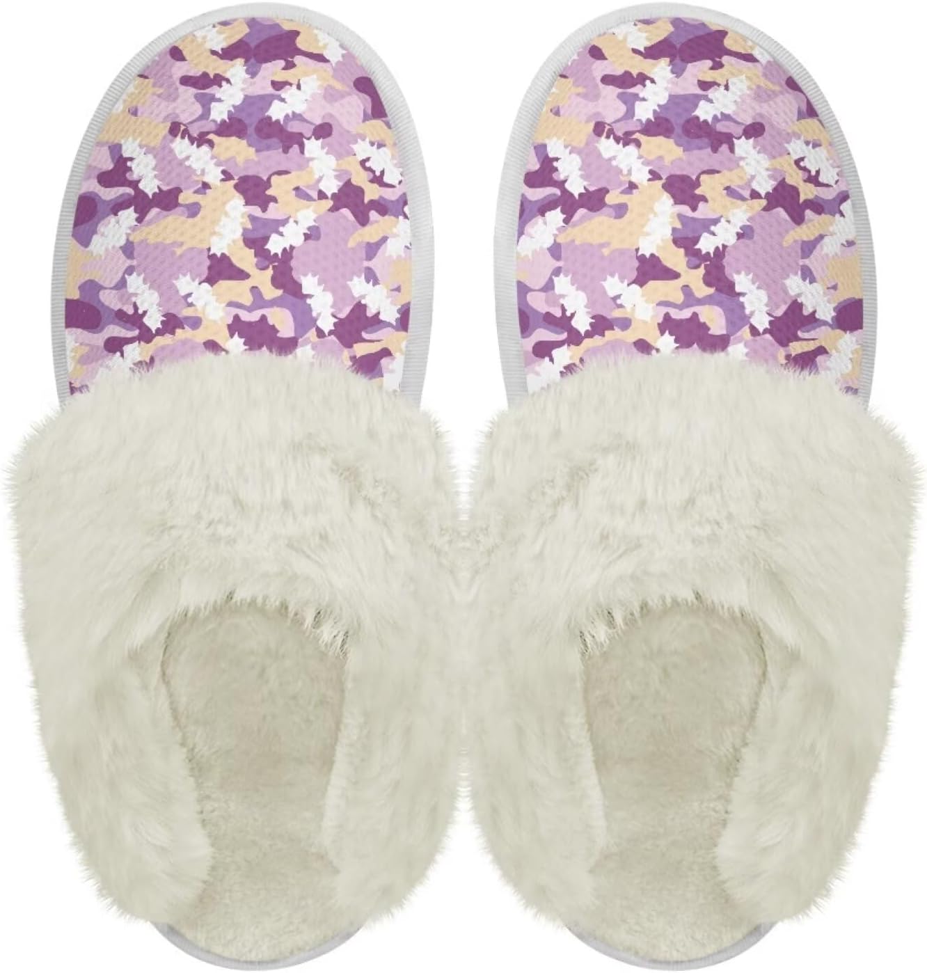 

Тапочки Chaqlin Fuzzy с пушистым краем для дома, унисекс, уютные, мягкие с эффектом памяти, зимние, теплые, с противоскользящей толстой подошвой, для дома и улицы, Colorful Camo Pattern