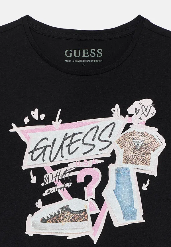 Футболка детская Guess Kids teens ss t-shirt_logo print t-shirt, цвет черный — фото 4