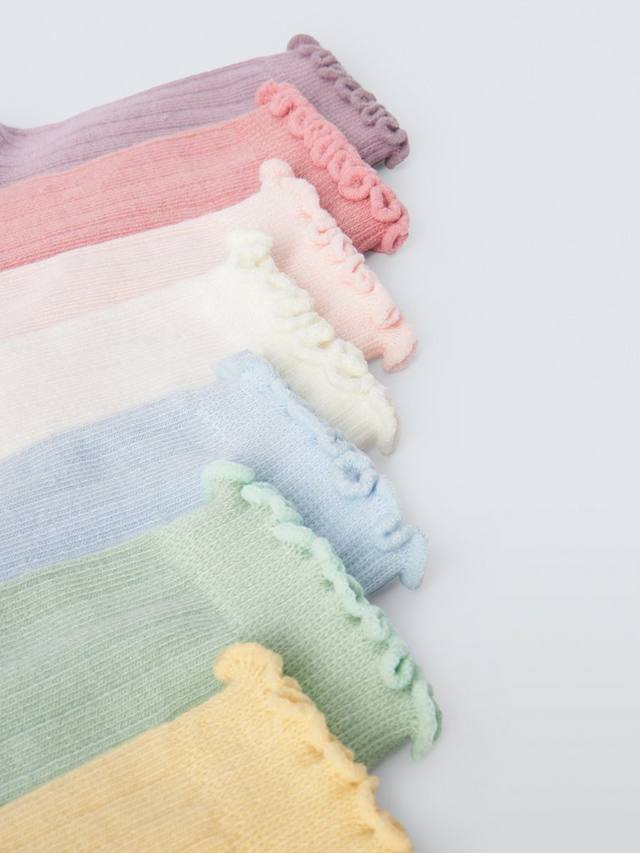 Детские хлопковые носки с рюшами John Lewis, Pack of 7, Multi — фото 2